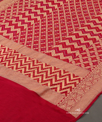 Fuchsia_Pink_Handloom_Pure_Georgette_Banarasi_Bandhej_Dupatta_WeaverStory_03