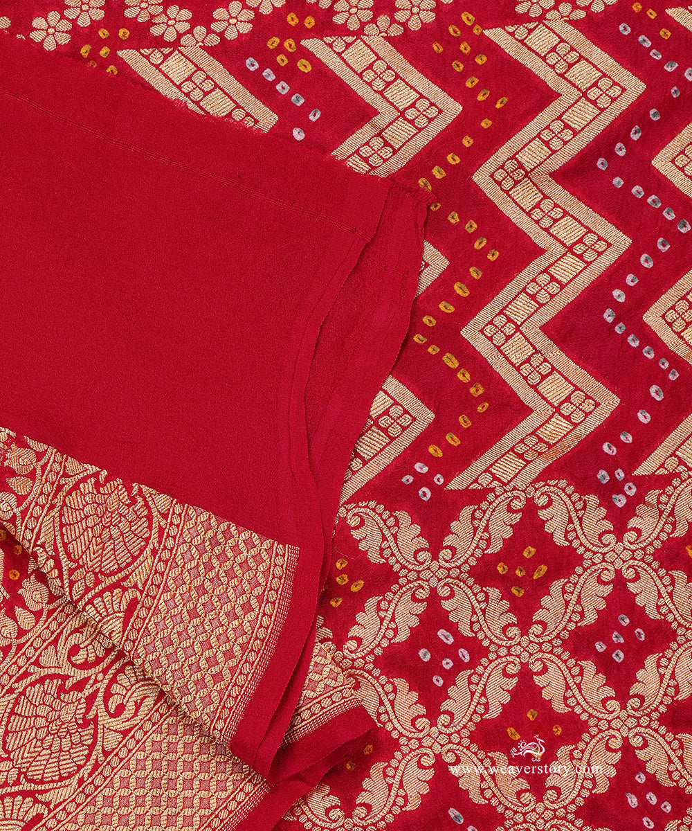 Fuchsia_Pink_Handloom_Pure_Georgette_Banarasi_Bandhej_Dupatta_WeaverStory_04