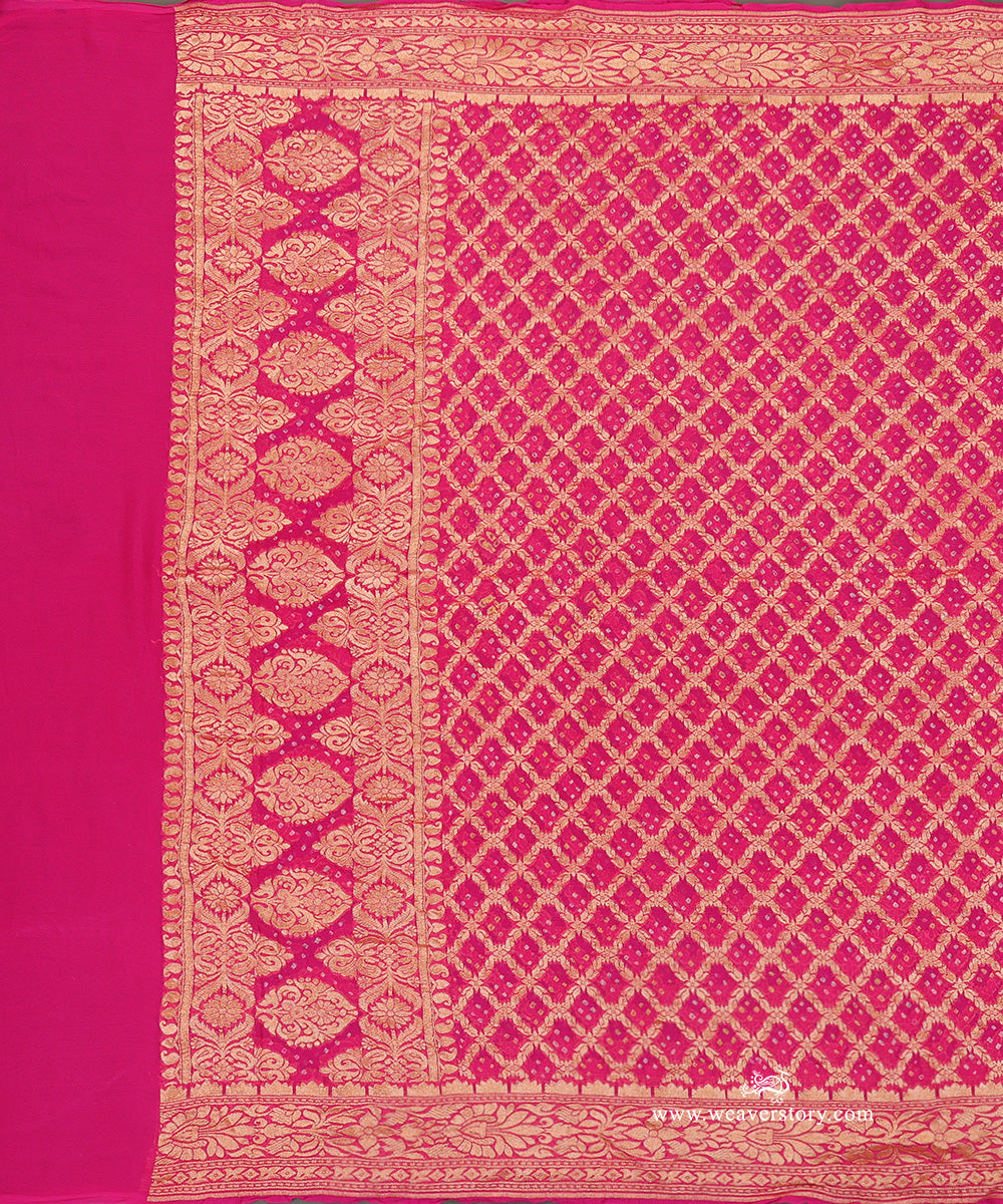 Pink_Handloom_Pure_Georgette_Banarasi_Bandhej_Dupatta_WeaverStory_02