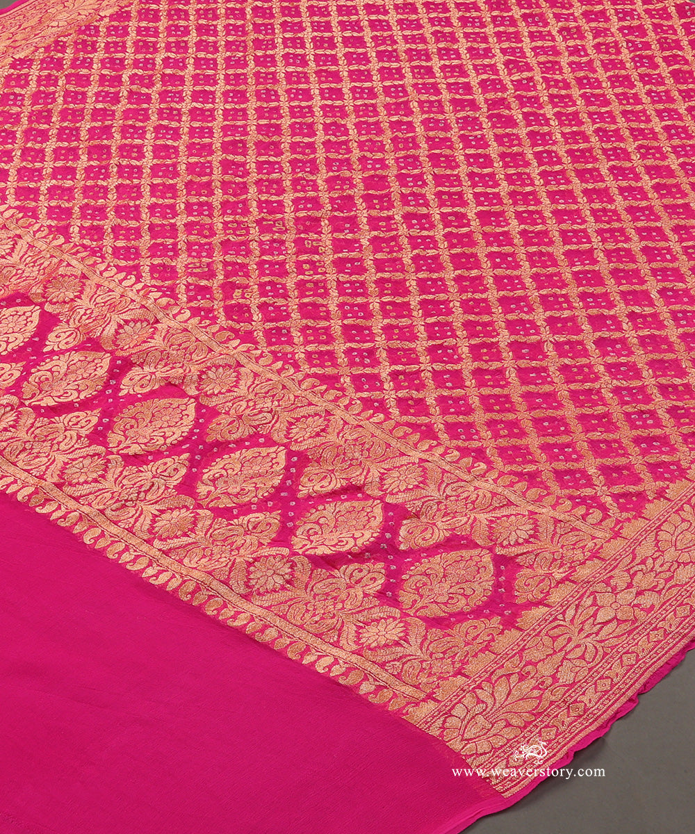 Pink_Handloom_Pure_Georgette_Banarasi_Bandhej_Dupatta_WeaverStory_03