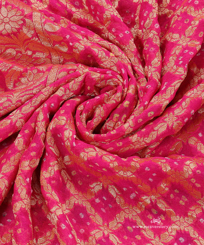 Pink_Handloom_Pure_Georgette_Banarasi_Bandhej_Dupatta_WeaverStory_05