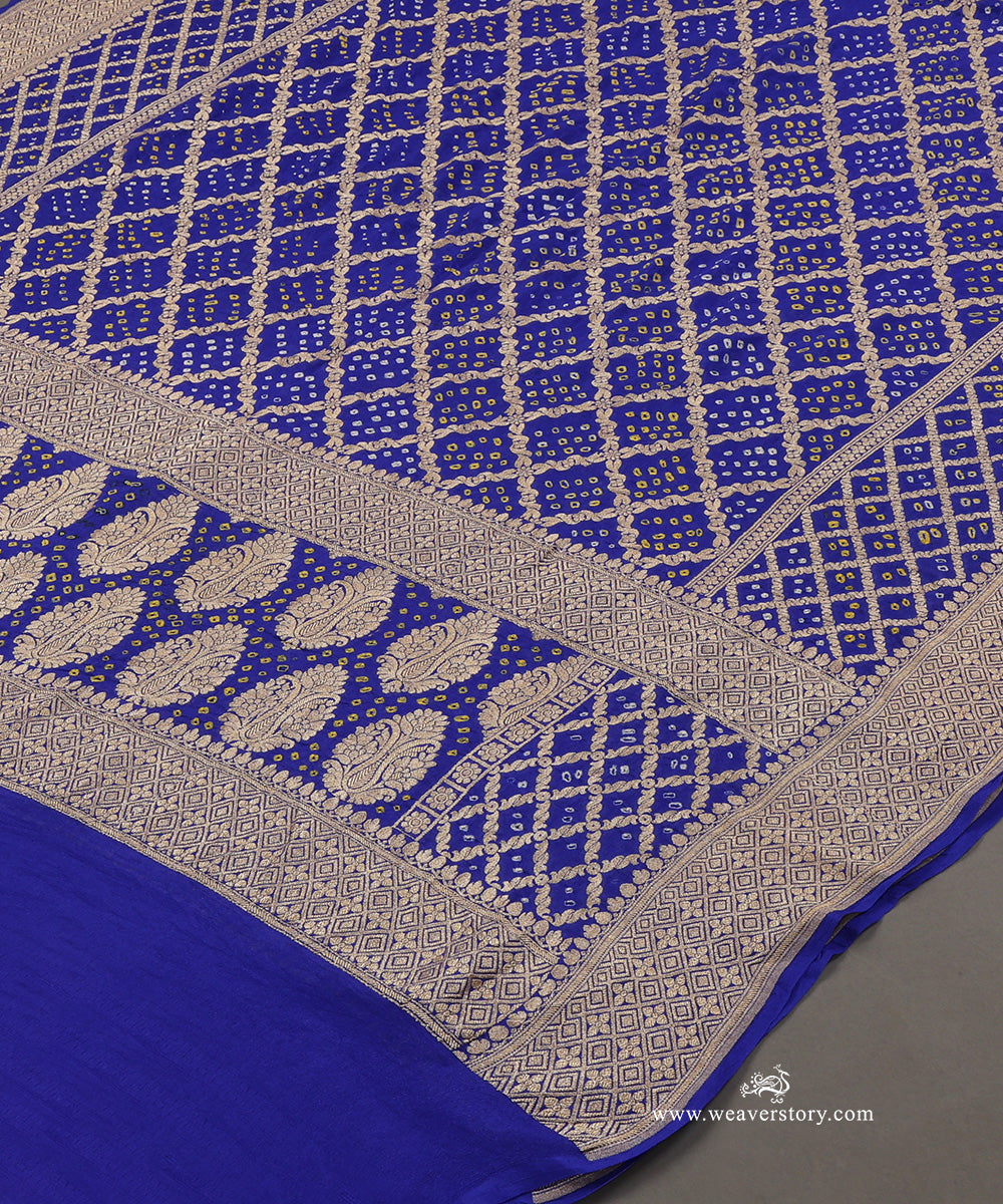 Blue_Handloom_Pure_Georgette_Banarasi_Bandhej_Dupatta_WeaverStory_03