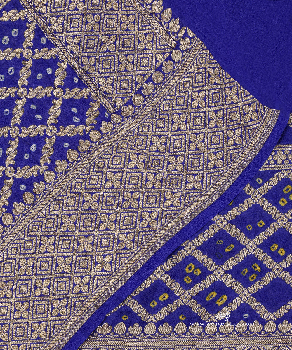 Blue_Handloom_Pure_Georgette_Banarasi_Bandhej_Dupatta_WeaverStory_04