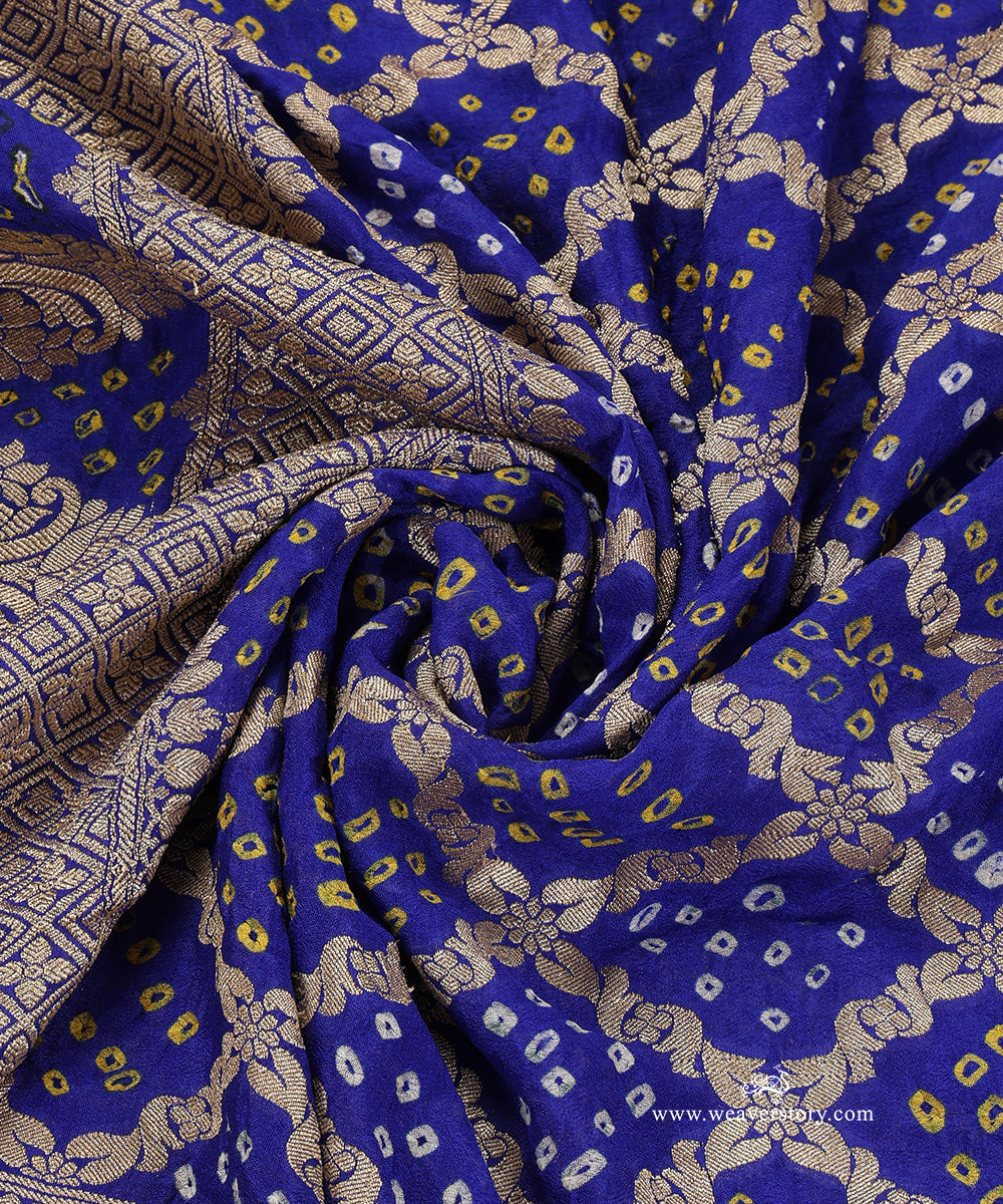 Blue_Handloom_Pure_Georgette_Banarasi_Bandhej_Dupatta_WeaverStory_05