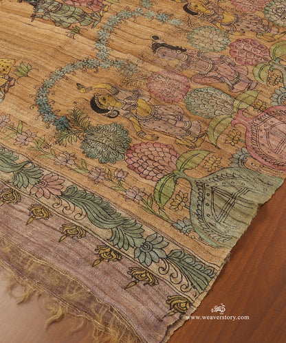 Mustard_Handloom_Pure_Tusser_Silk_Hand_Painted_Kalamkari_Dupatta_With_Radha_Krishna_Motifs_WeaverStory_03