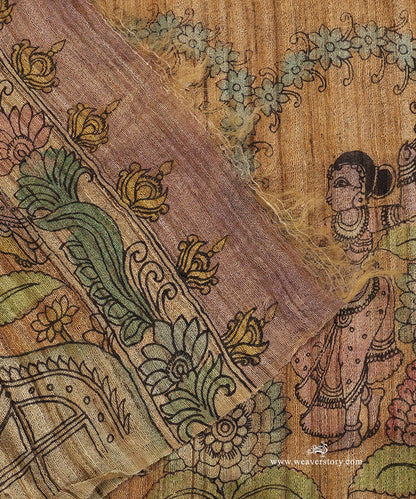 Mustard_Handloom_Pure_Tusser_Silk_Hand_Painted_Kalamkari_Dupatta_With_Radha_Krishna_Motifs_WeaverStory_04