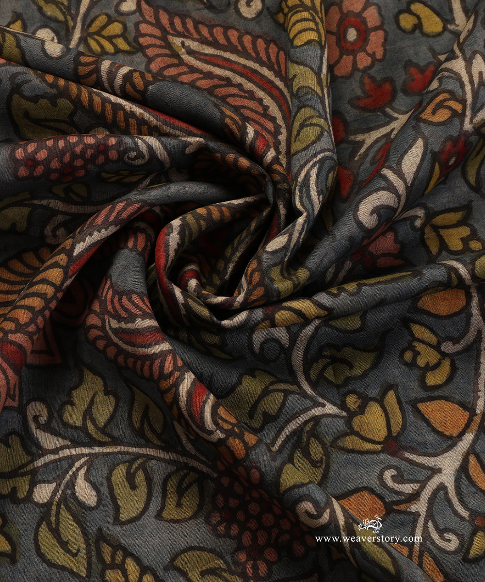 Grey_Handloom_Pure_Cotton_Hand_Painted_Kalamkari_Dupatta_With_Peacock_Motifs_WeaverStory_05