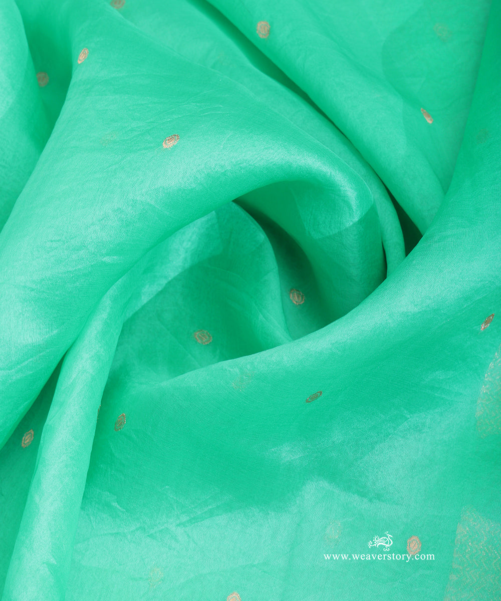 Sea_Green_Handloom_Pure_Kora_Silk_Banarasi_Duptta_With_Kadhwa_Lotus_Boota_On_Pallu_WeaverStory_05