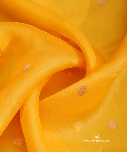 Mustard_Yellow_Handloom_Pure_Kora_Silk_Banarasi_Duptta_With_Kadhwa_Lotus_Boota_With_Leafs_WeaverStory_05