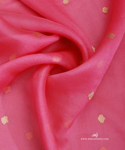 Rani_Pink_Handloom_Pure_Kora_Silk_Banarasi_Duptta_With_Kadhwa_Lotus_Boota_With_Leafs_WeaverStory_05