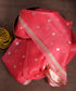 Coral Pink handloom_Pure_Kora_Silk_Banarasi_Duptta_With_Kadhwa_Gold_Silver_Small_Flowers_Booti_WeaverStory_01