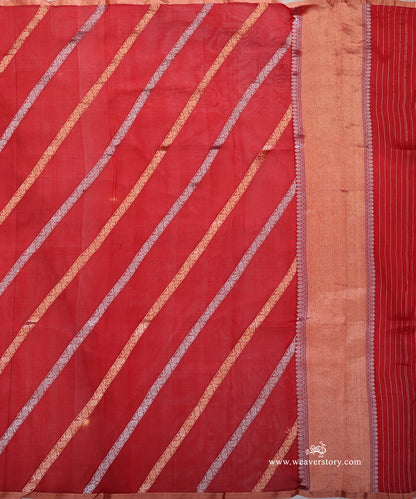 Red_Handloom_Pure_Kora_Silk_Banarasi_Duptta_With_Kadhwa_Gold_Silver_Aadi_Jall_WeaverStory_02