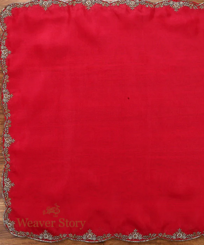 Handwoven Red Organza Dupatta With Zardozi