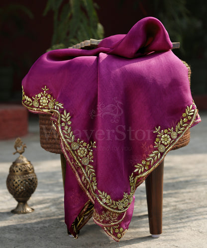 Purple_Handloom_Organza_Banarasi_Dupatta_With_Scalloped_Zardozi_Border_WeaverStory_01