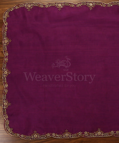 Purple_Handloom_Organza_Banarasi_Dupatta_With_Scalloped_Zardozi_Border_WeaverStory_02