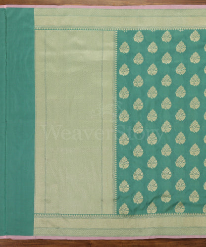 Handloom_Green_Katan_Georgette_Banarasi_Dupatta_with_Paan_Booti_WeaverStory_02