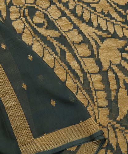 Grey_Handloom_Georgette_Banarasi_Dupatta_With_Small_Booti_And_Copper_Zari_WeaverStory_04