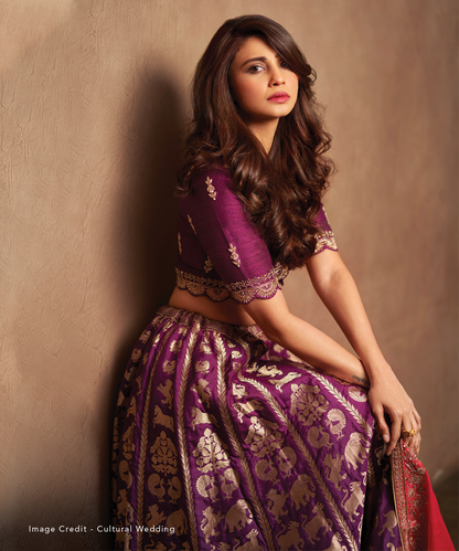 Purple_Handloom_Shikargah_Pure_Katan_Silk_Banarasi_Lehenga_with_Scalloped_Blouse_and_Organza_Dupatta_WeaverStory_01