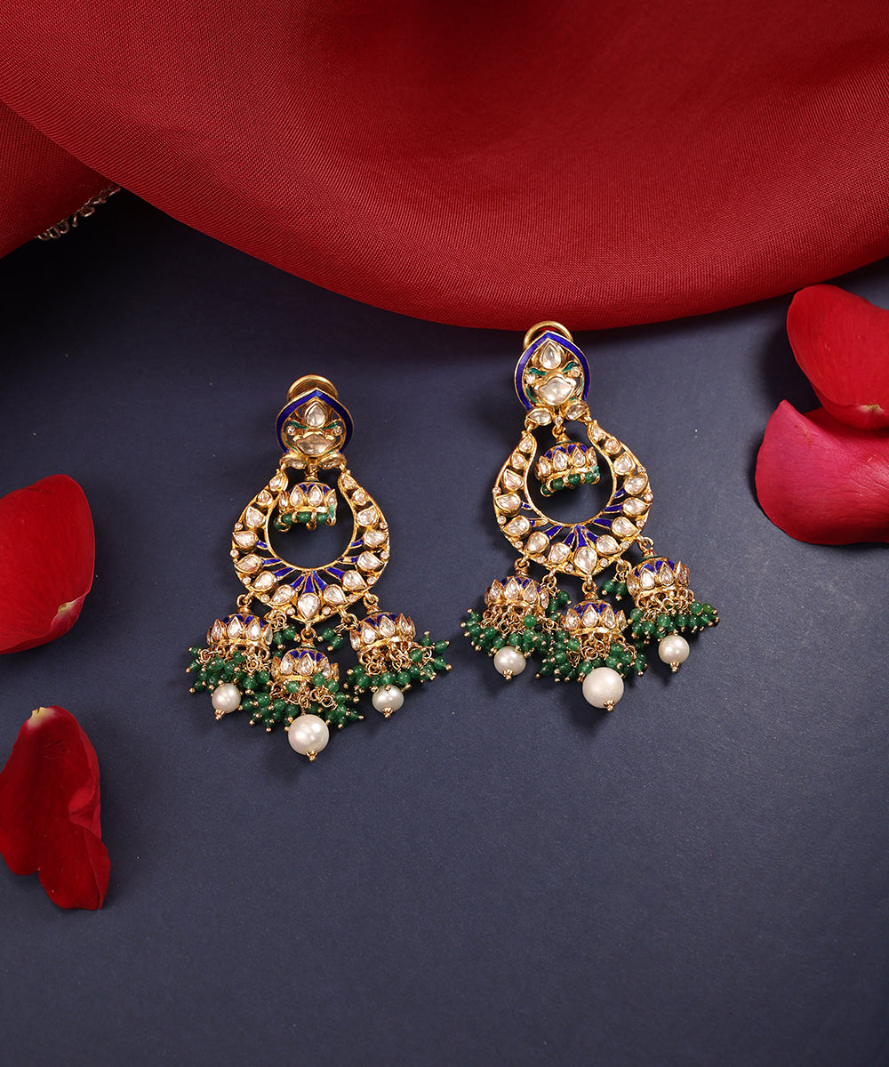 Ziba_Handcrafted_Pure_Silver_Chandbali_Earrings_With_Semi_Precious_Stones_WeaverStory_01