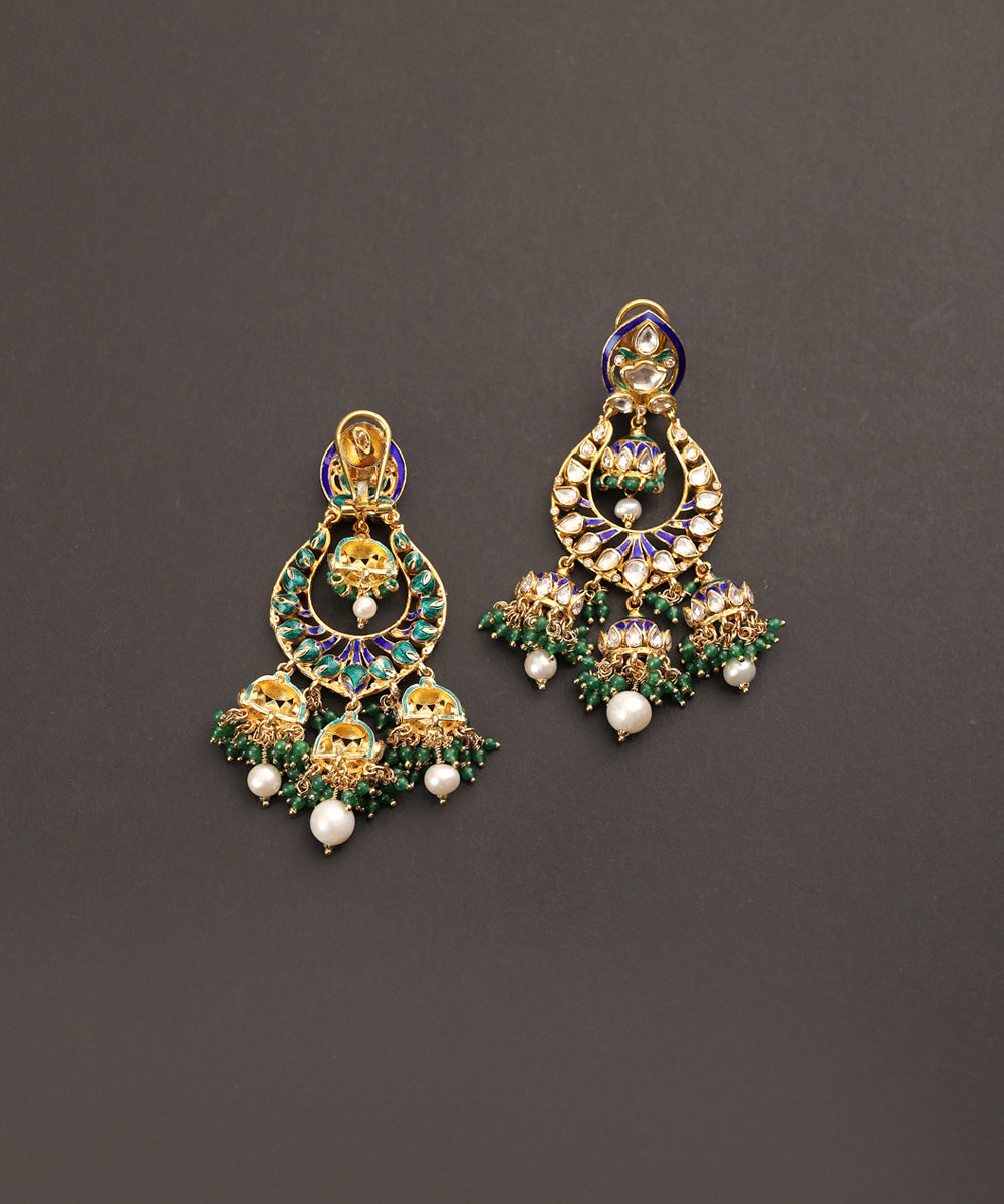 Ziba_Handcrafted_Pure_Silver_Chandbali_Earrings_With_Semi_Precious_Stones_WeaverStory_03