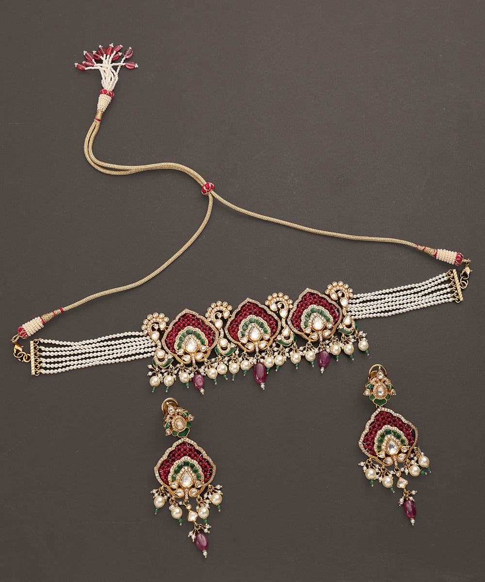 Zinnat_Handcrafted_Pure_Silver_Necklace_Set_With_Pearls_And_Semi_Precious_Stones_WeaverStory_02