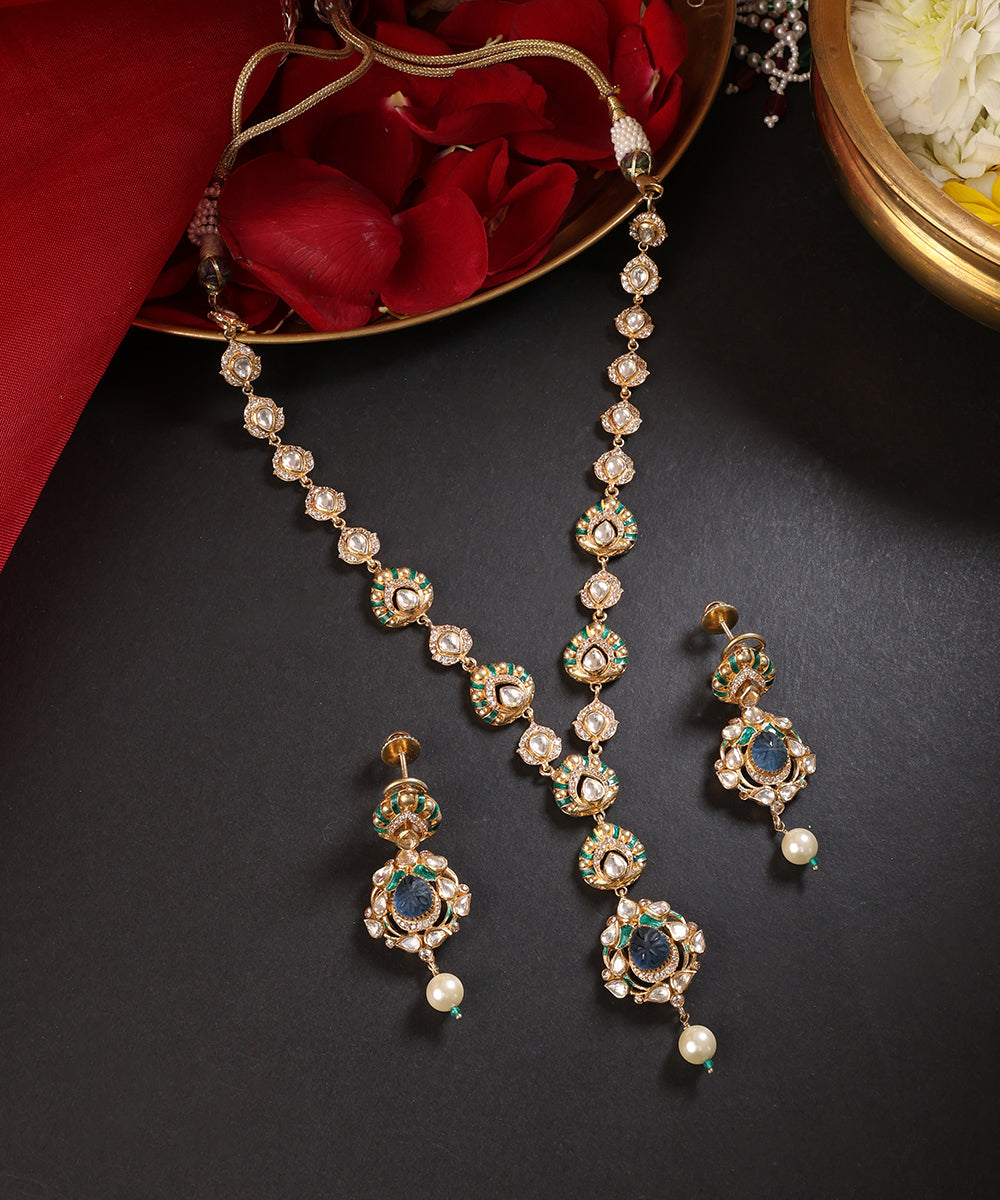 Parivash_Handcrafted_Pure_Silver_Necklace_Set_With_Semi_Precious_Stones_WeaverStory_01