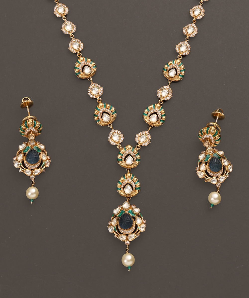 Parivash_Handcrafted_Pure_Silver_Necklace_Set_With_Semi_Precious_Stones_WeaverStory_02