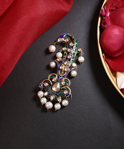 Shakira_Handcrafted_Pure_Silver_Kalgi_With_Semi_Precious_Stones_And_Pearls_WeaverStory_01