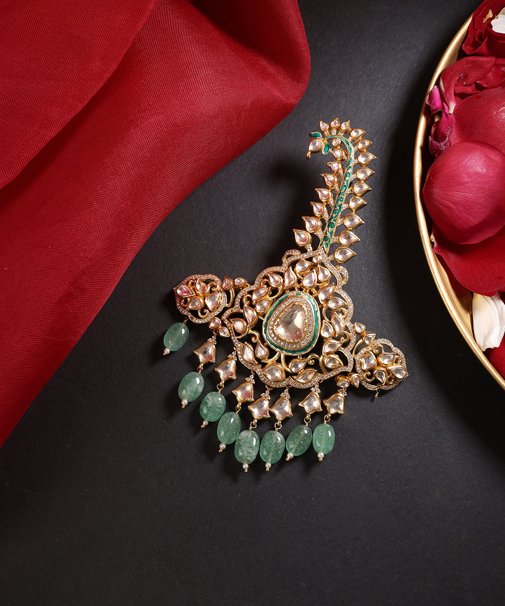 Farzaneh_Handcrafted_Pure_Silver_Kalgi_With_Semi_Precious_Stones_WeaverStory_01