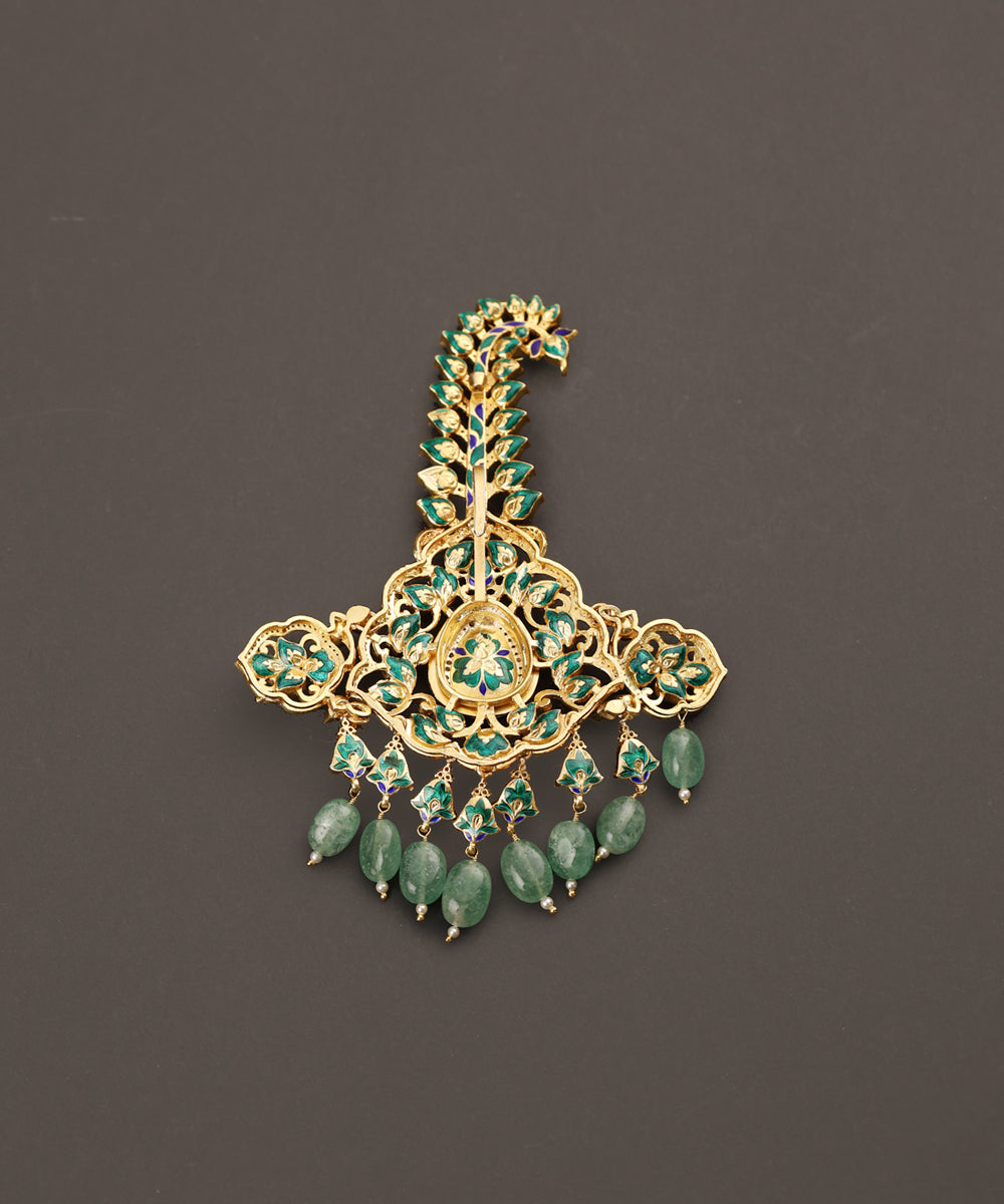 Farzaneh_Handcrafted_Pure_Silver_Kalgi_With_Semi_Precious_Stones_WeaverStory_03