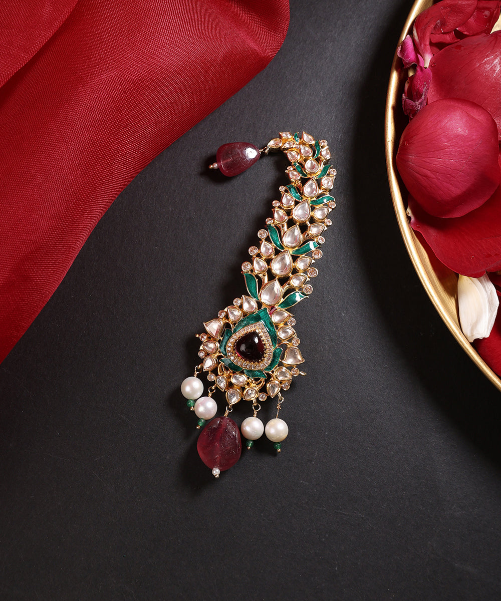 Bahar_Handcrafted_Pure_Silver_Kalgi_With_Semi_Precious_Stones_And_Pearls_WeaverStory_01