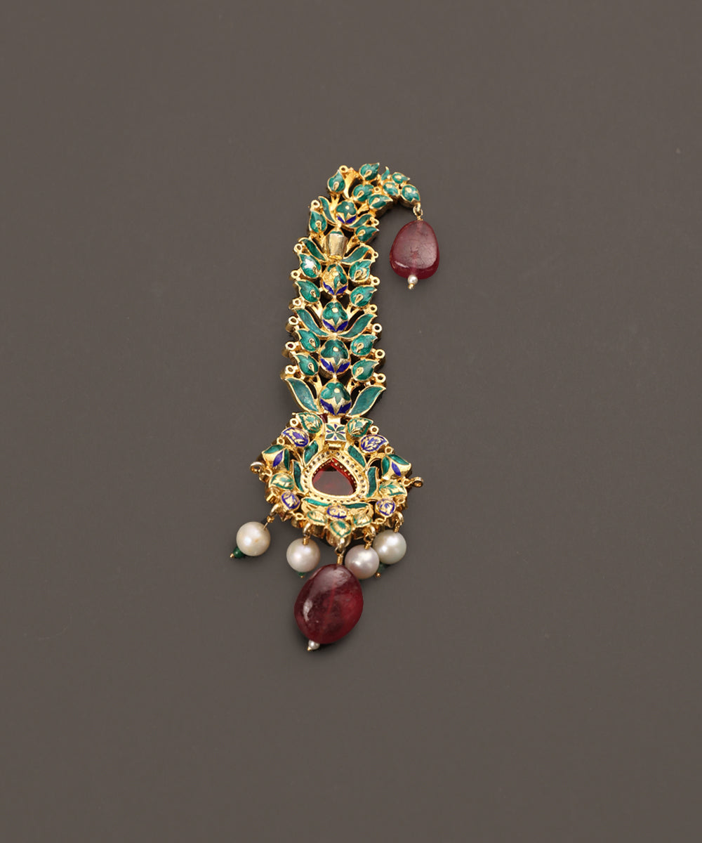 Bahar_Handcrafted_Pure_Silver_Kalgi_With_Semi_Precious_Stones_And_Pearls_WeaverStory_03