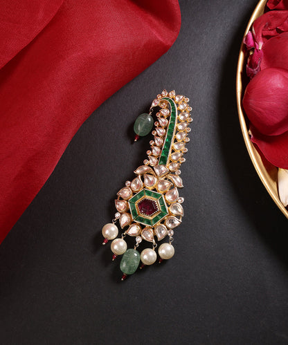 Anahita_Handcrafted_Pure_Silver_Kalgi_With_Pearls_And_Semi_Precious_Stones_WeaverStory_01