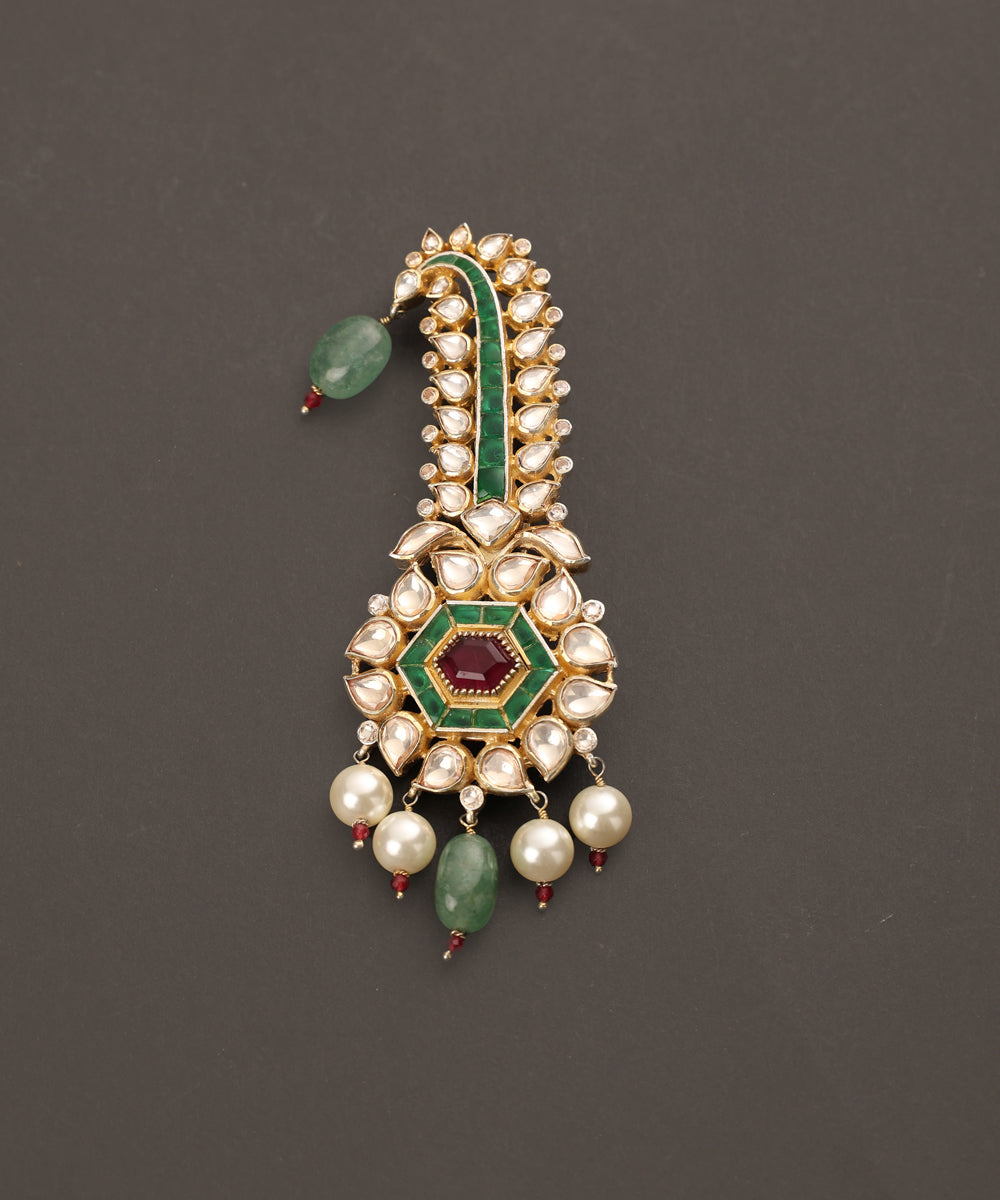 Anahita_Handcrafted_Pure_Silver_Kalgi_With_Pearls_And_Semi_Precious_Stones_WeaverStory_03
