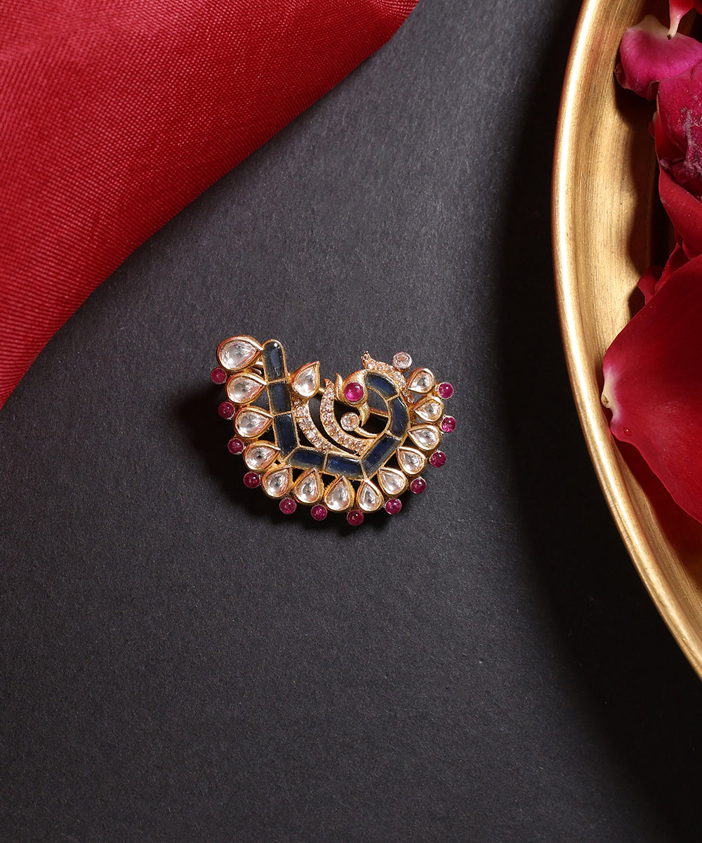 Gulnaaz_Handcrafted_Pure_Silver_Brooch_With_Semi_Precious_Stones_WeaverStory_01