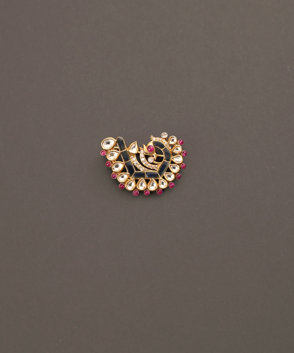 Gulnaaz_Handcrafted_Pure_Silver_Brooch_With_Semi_Precious_Stones_WeaverStory_02