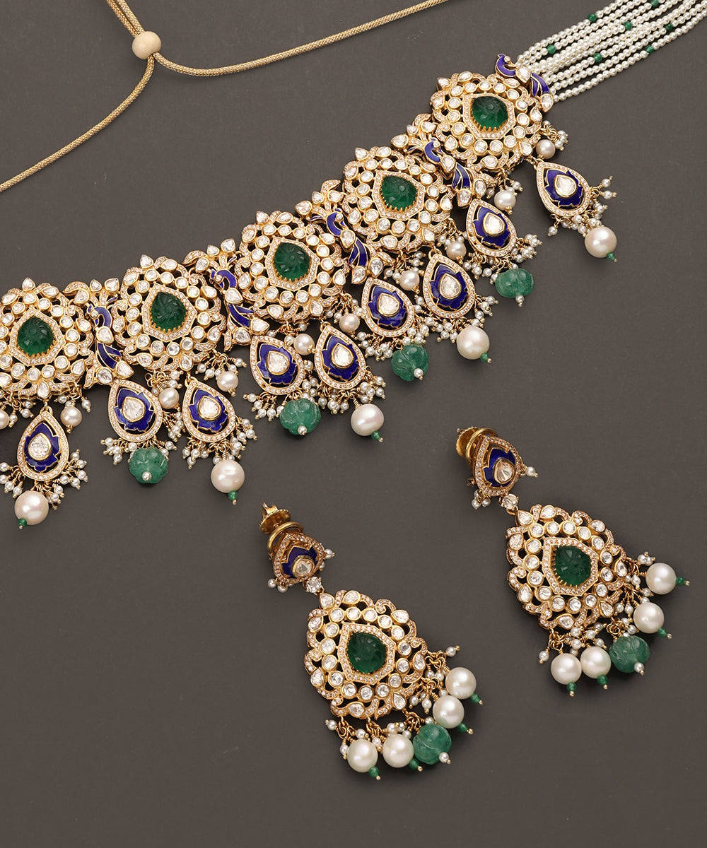 Soraya_Handcrafted_Pure_Silver_Necklace_Set_With_Semi_Precious_Stones_And_Pearls_WeaverStory_03