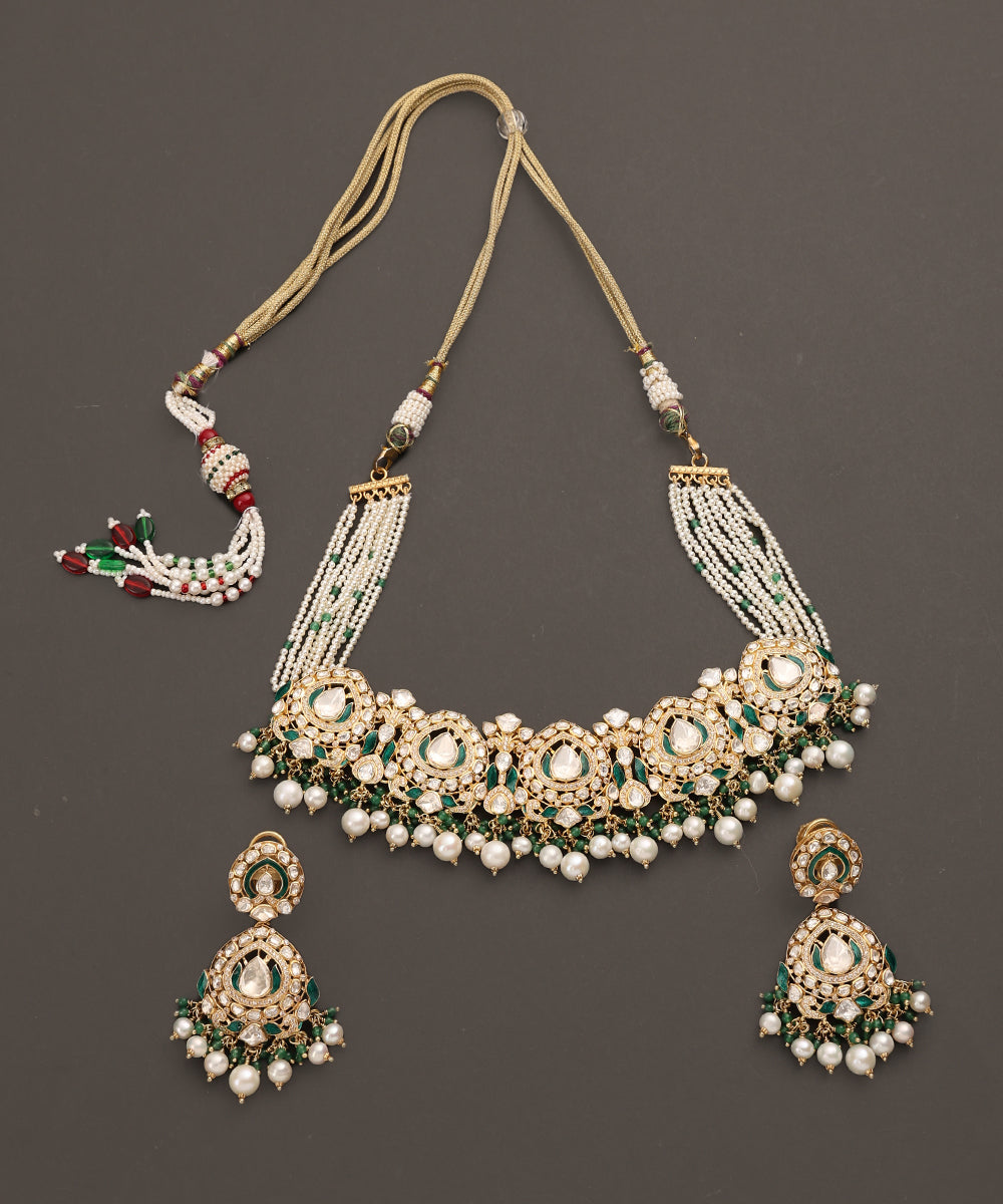 Parisa_Handcrafted_Pure_Silver_Choker_Necklace_Set_With_Semi_Precious_Stones_And_Pearls_WeaverStory_02