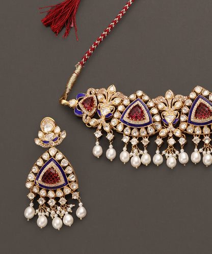 Tahira_Handcrafted_Pure_Silver_Choker_Necklace_Set_With_Semi_Precious_Stones_WeaverStory_03