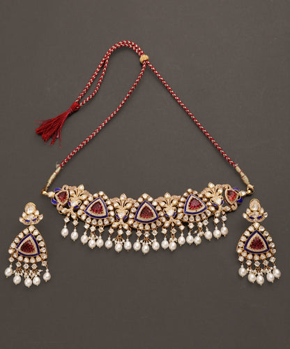 Tahira_Handcrafted_Pure_Silver_Choker_Necklace_Set_With_Semi_Precious_Stones_WeaverStory_02