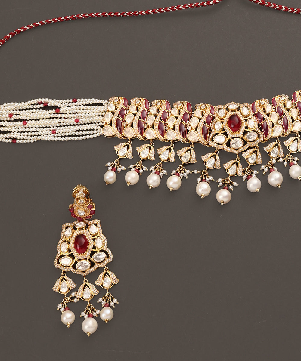 Roya_Handcrafted_Pure_Silver_Choker_Necklace_Set_With_Semi_Precious_Stones_WeaverStory_04