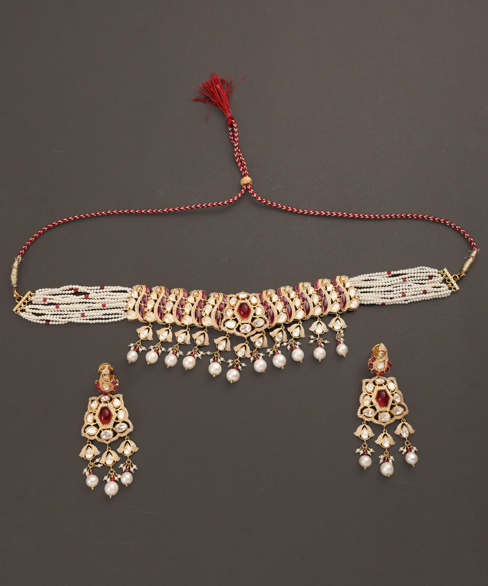 Roya_Handcrafted_Pure_Silver_Choker_Necklace_Set_With_Semi_Precious_Stones_WeaverStory_02