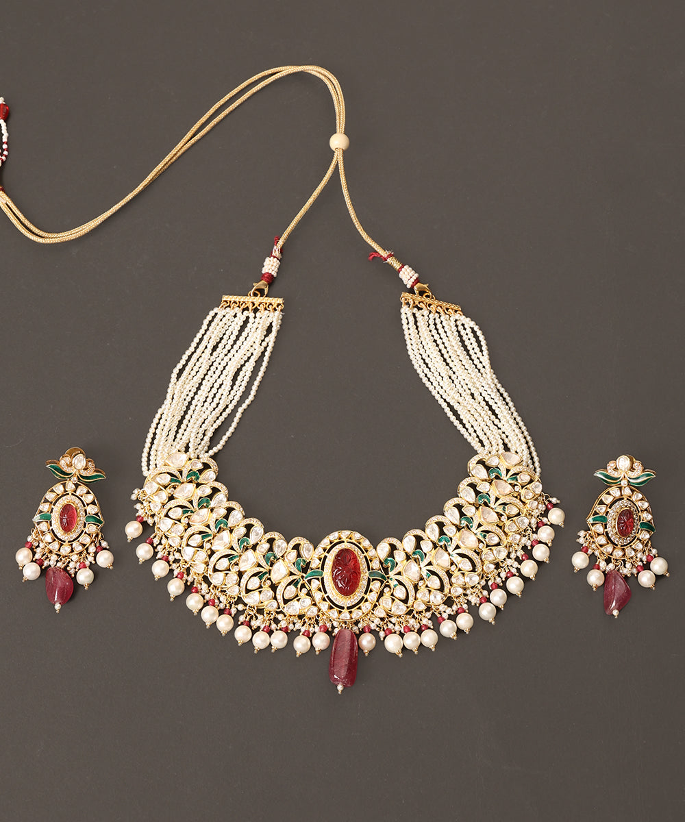 Amara_Handcrafted_Pure_Silver_Collar_Necklace_Set_With_Semi_Precious_Stones_WeaverStory_02