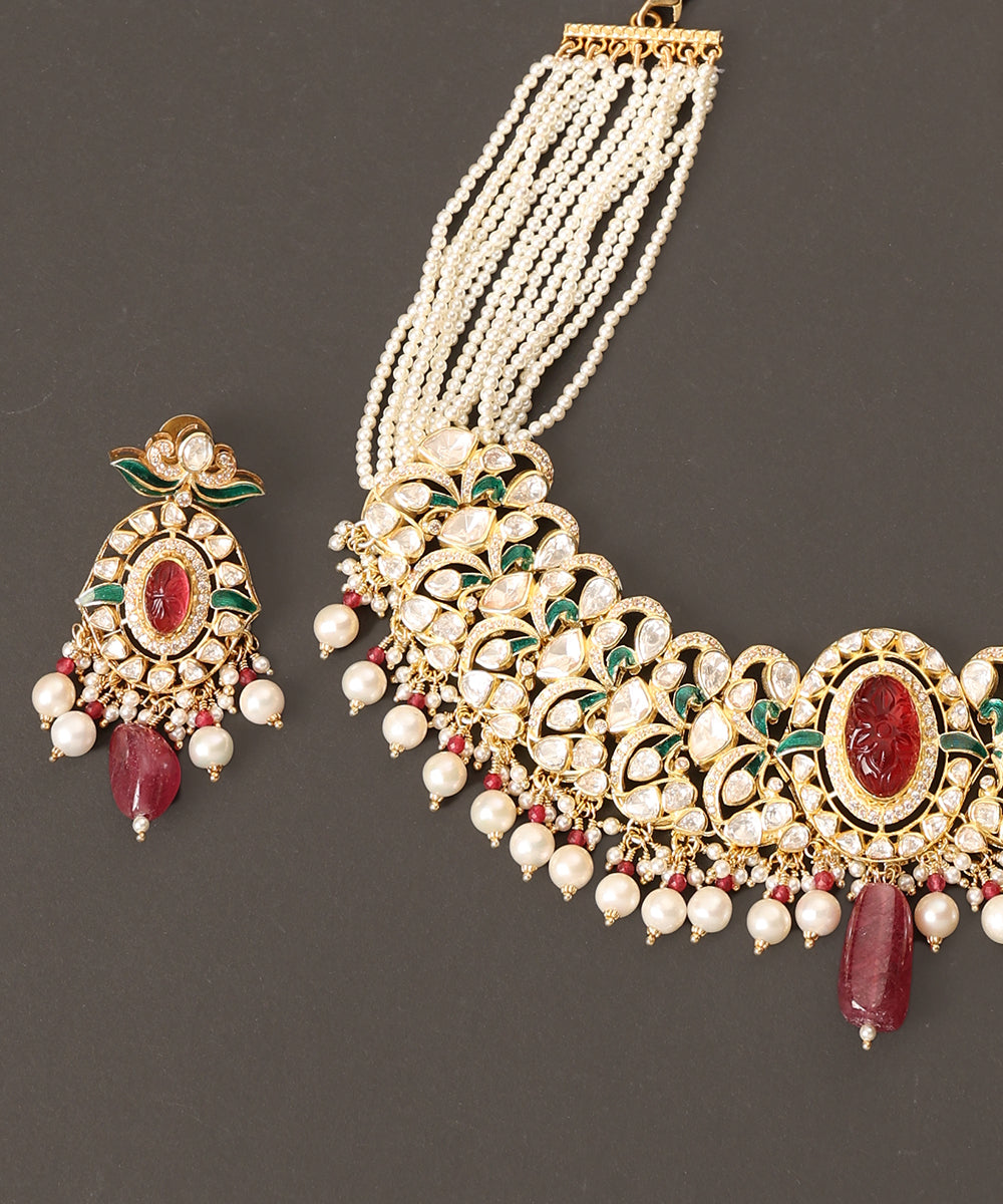 Amara_Handcrafted_Pure_Silver_Collar_Necklace_Set_With_Semi_Precious_Stones_WeaverStory_04