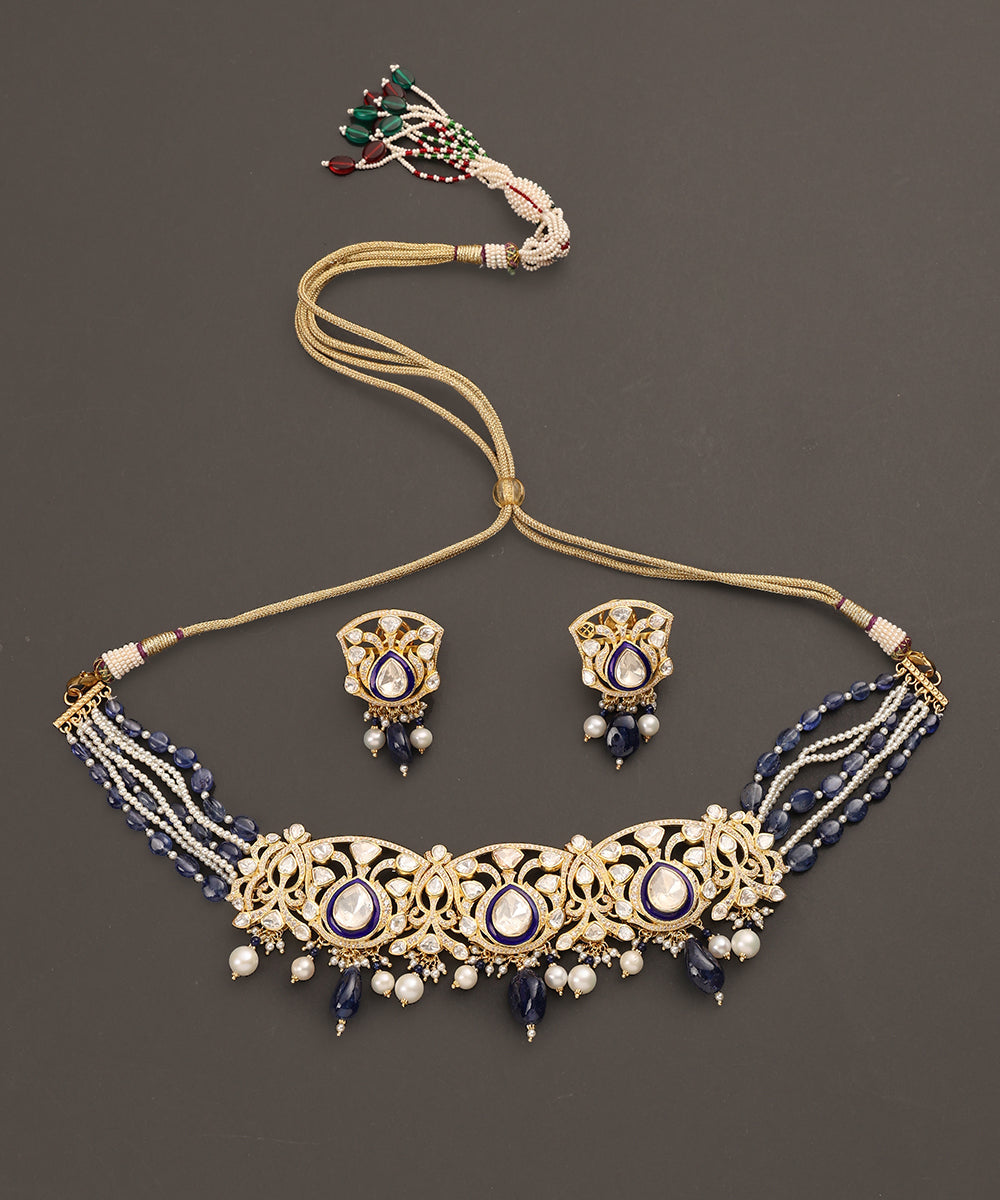 Zoya_Handcrafted_Pure_Silver_Collar_Necklace_Set_With_Pearls_And_Semi_Precious_Stones_WeaverStory_02