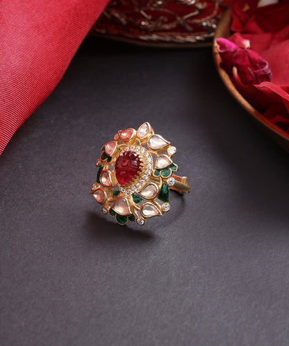 Heer_Handcrafted_Pure_Silver_Ring_With_Semi_Precious_Stones_WeaverStory_01