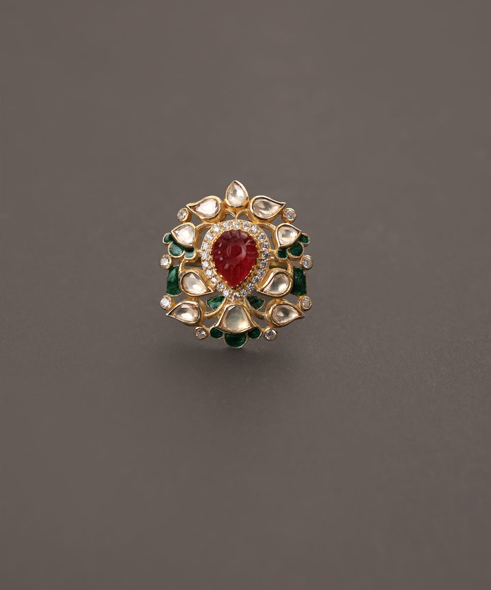 Heer_Handcrafted_Pure_Silver_Ring_With_Semi_Precious_Stones_WeaverStory_02