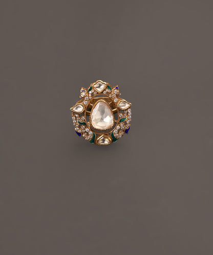 Nargis_Handcrafted_Pure_Silver_Ring_With_Semi_Precious_Stones_WeaverStory_02