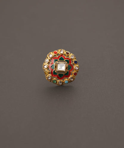 Amala_Handcrafted_Pure_Silver_Floral_Motif_Ring_With_Semi_Precious_Stones_WeaverStory_02
