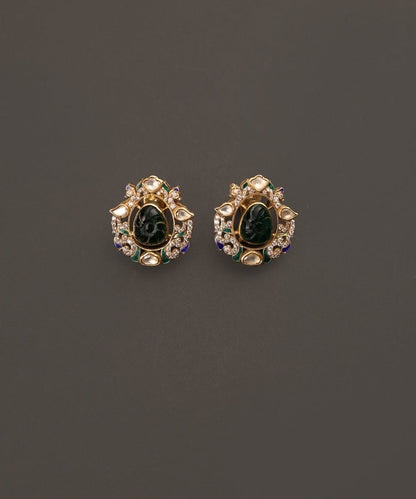 Ranya_Handcrafted_Pure_Silver_Stud_Earrings_With_Semi_Precious_Stones_WeaverStory_02